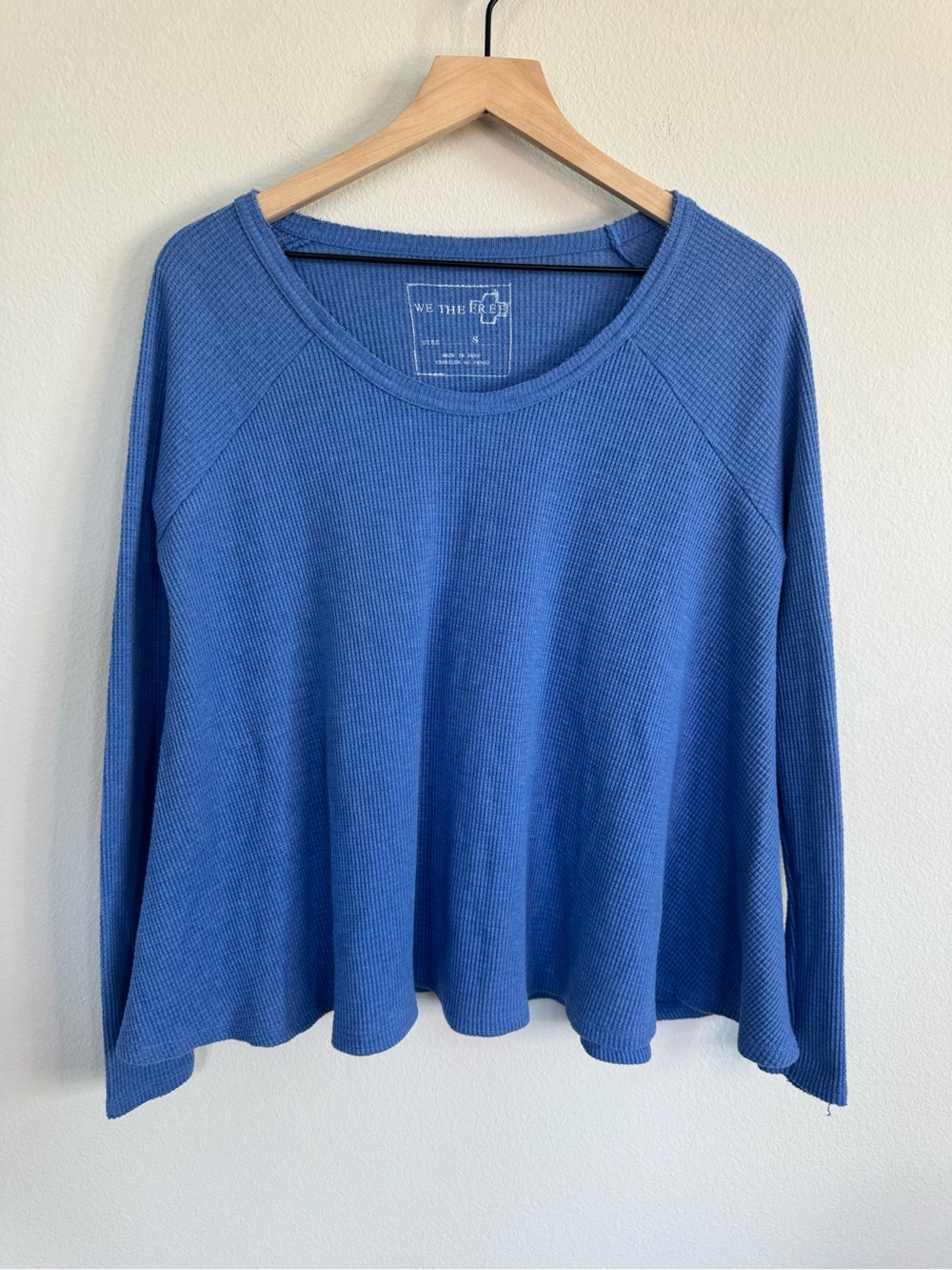 We The Free Blue Waffle-Knit Thermal Swing Top Long Sleeve Comfy Small